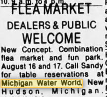 Michigan WaterWorld - Aug 6 1986 Ad For The Park (newer photo)